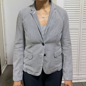 J Crew cotton Seersucker preppy Schoolboy blazer jacket size 0 fits like 2-4